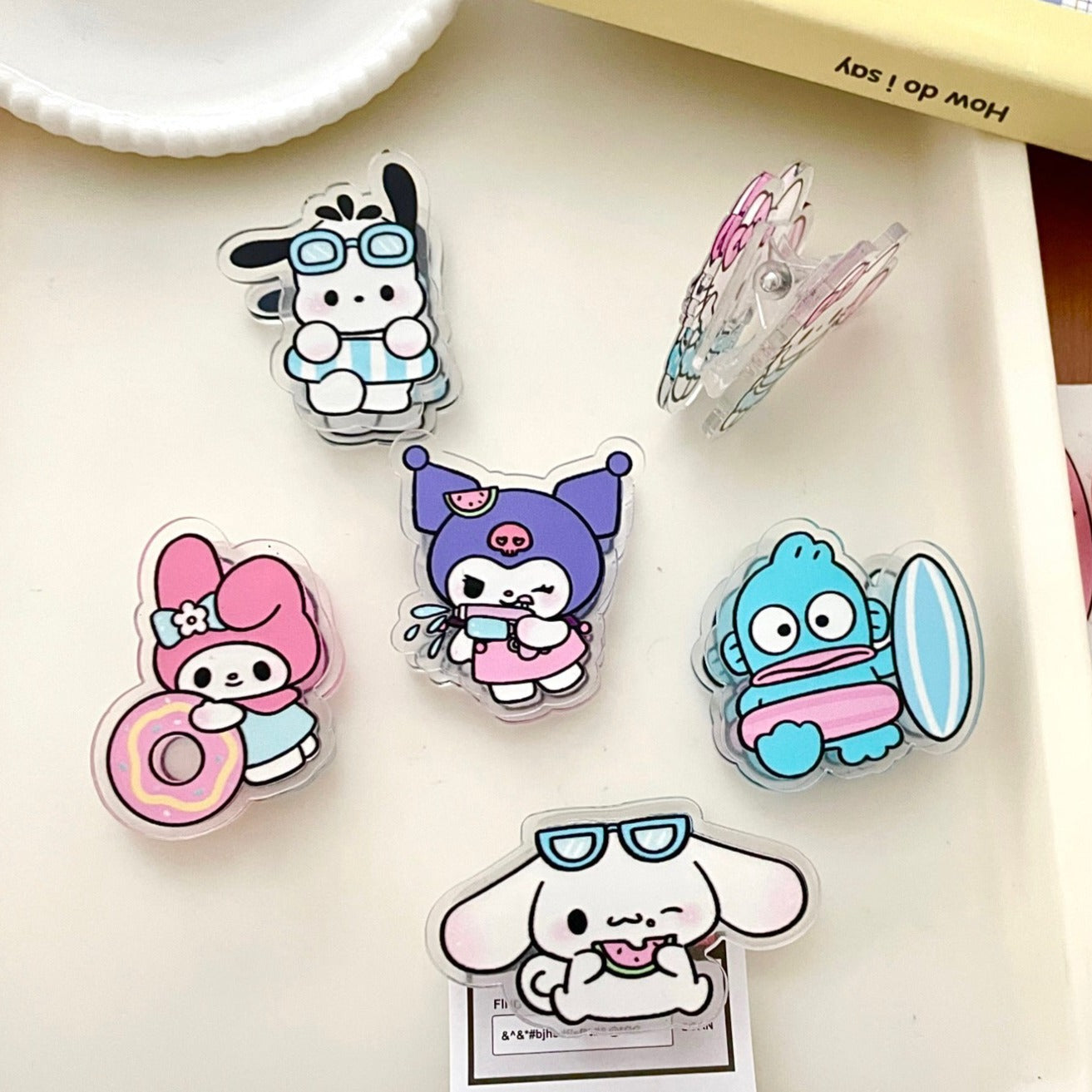 10PCS Sanrio PP Acrylic Clips