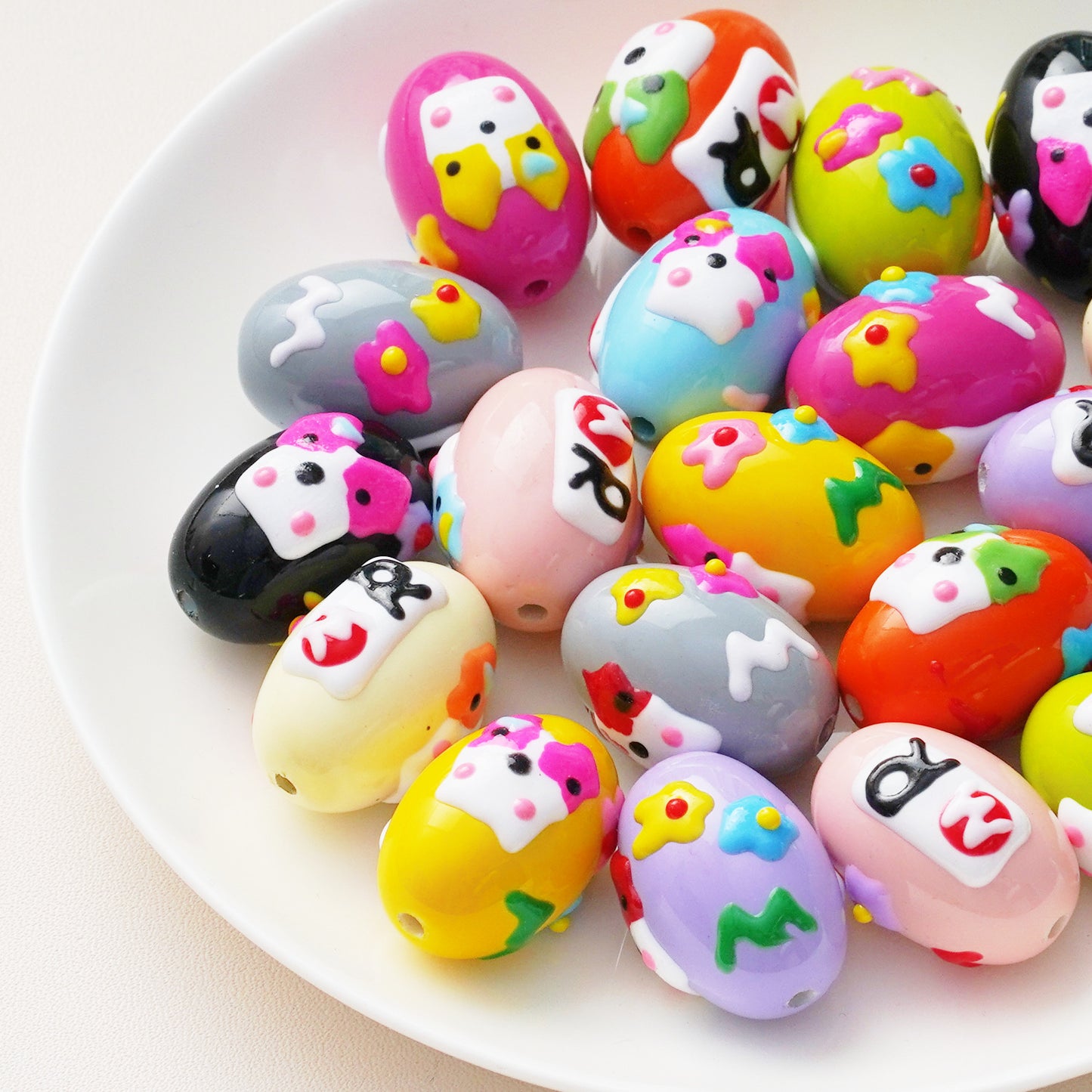 20 Pieces Hand-Painted Beads