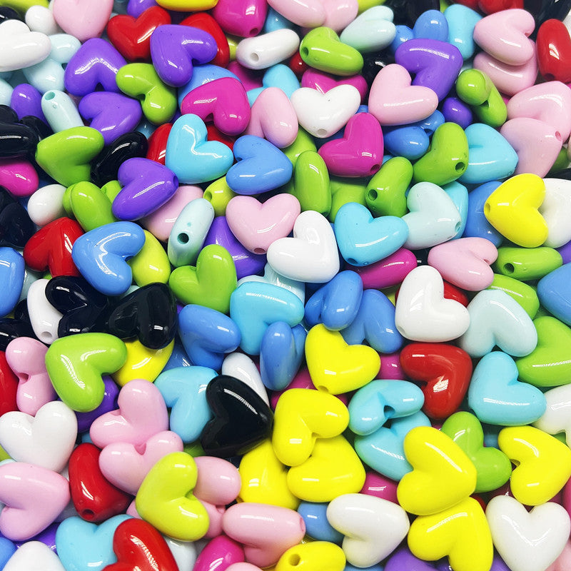 20 Pieces Colorful Rainbow Pastel Heart Beads Bulk