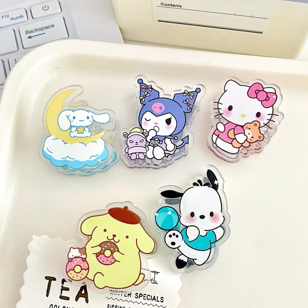 10PCS Sanrio PP Acrylic Clips