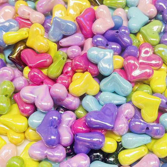 50 Pieces Cream Coated UV Pastel Heart Beads Bulk