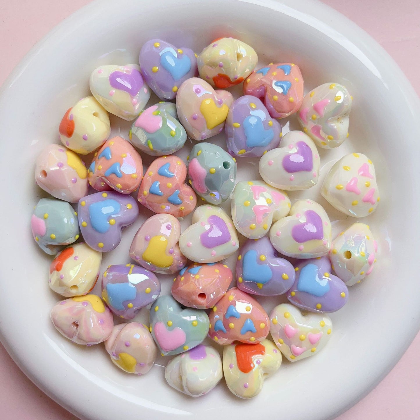 [Hand-Painted]20 Pieces 
Heart Shape Beads
