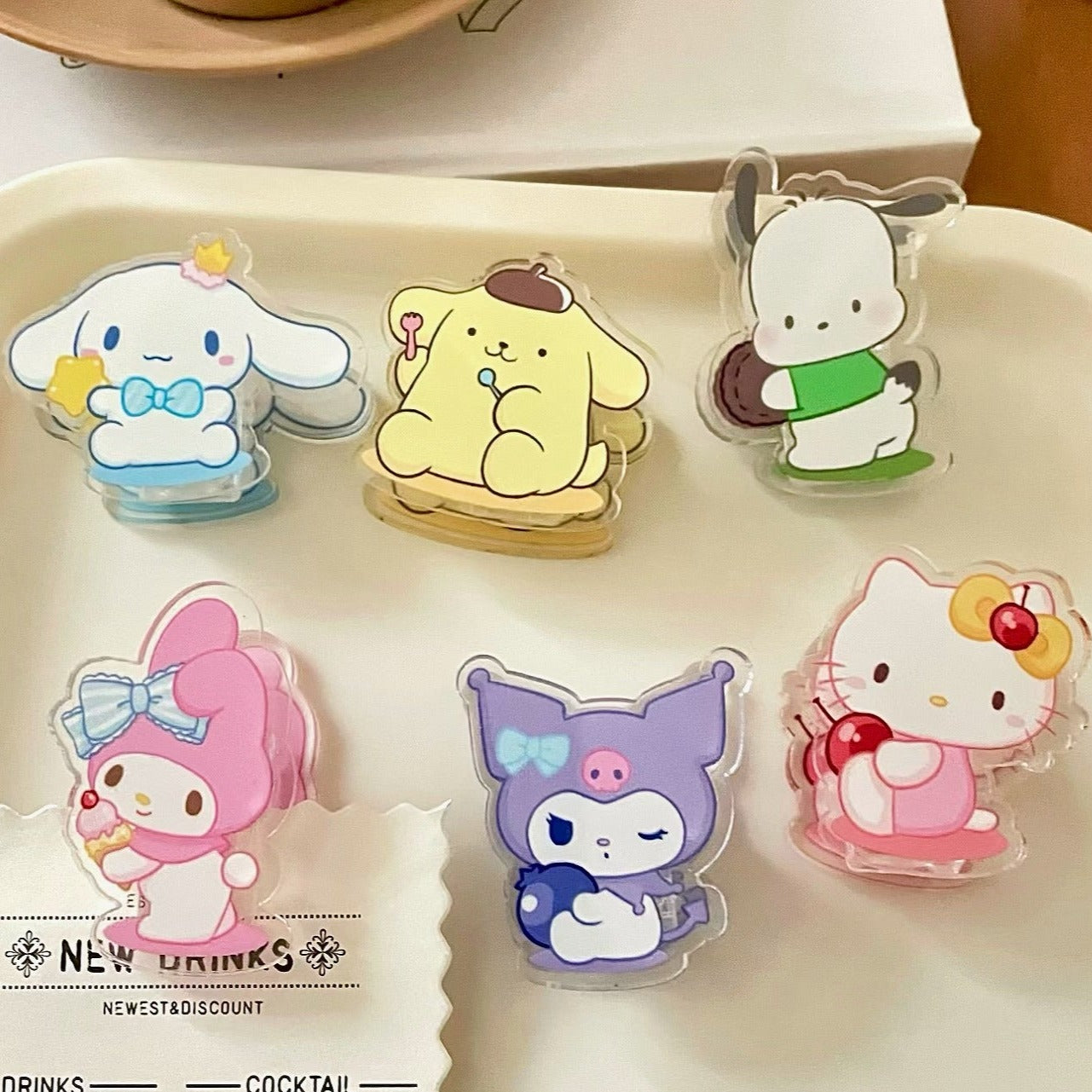 10PCS Sanrio PP Acrylic Clips