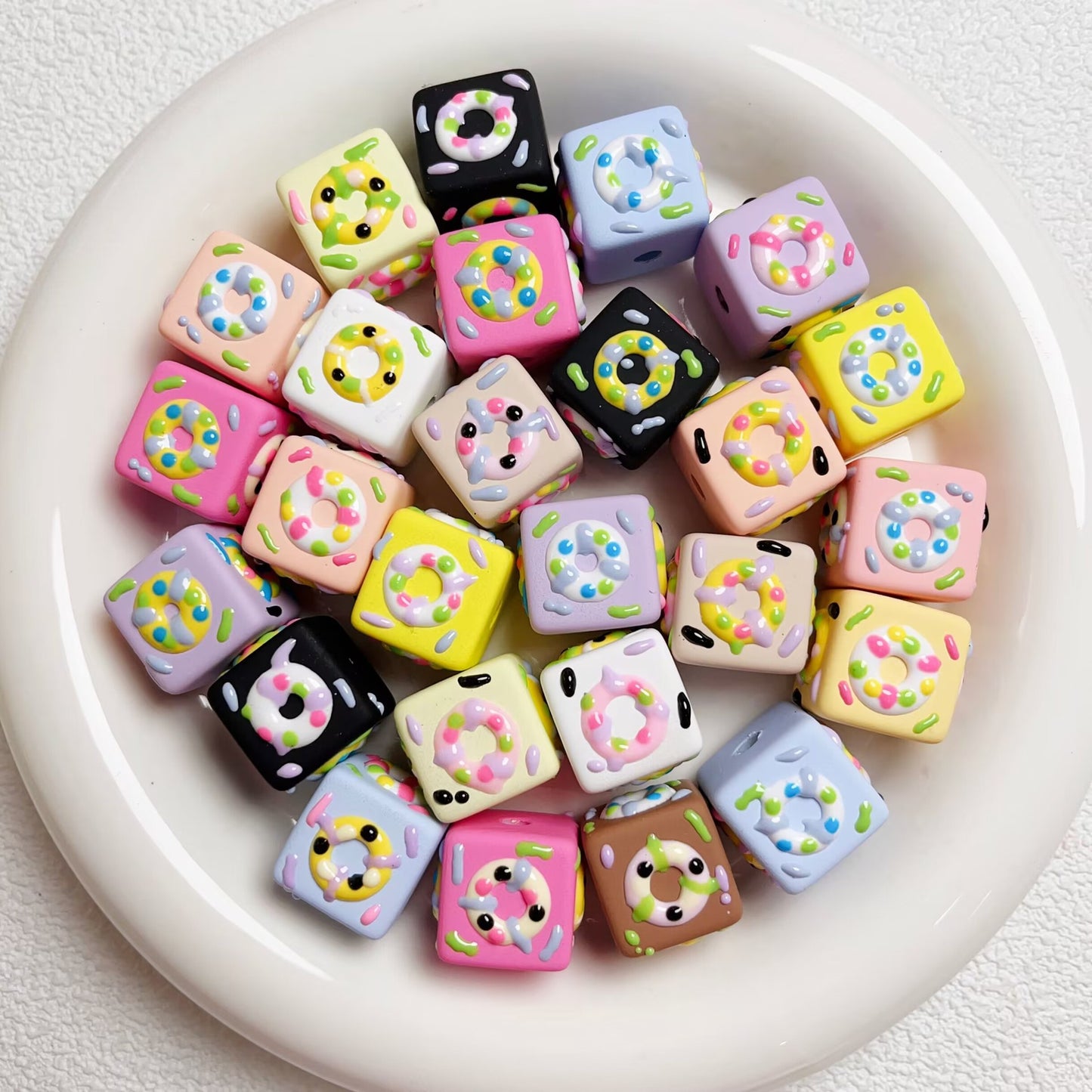 [Hand-Painted]20 Pieces Donut Beads Beads
