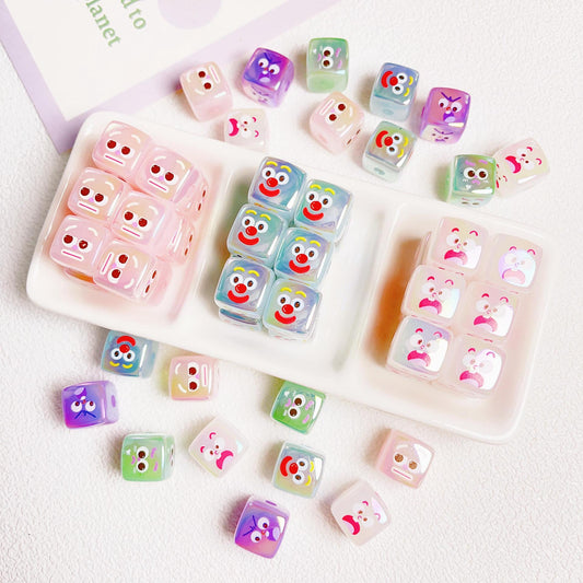 30 Pieces Cartoon Funny Cube Loose Beads（14mm）