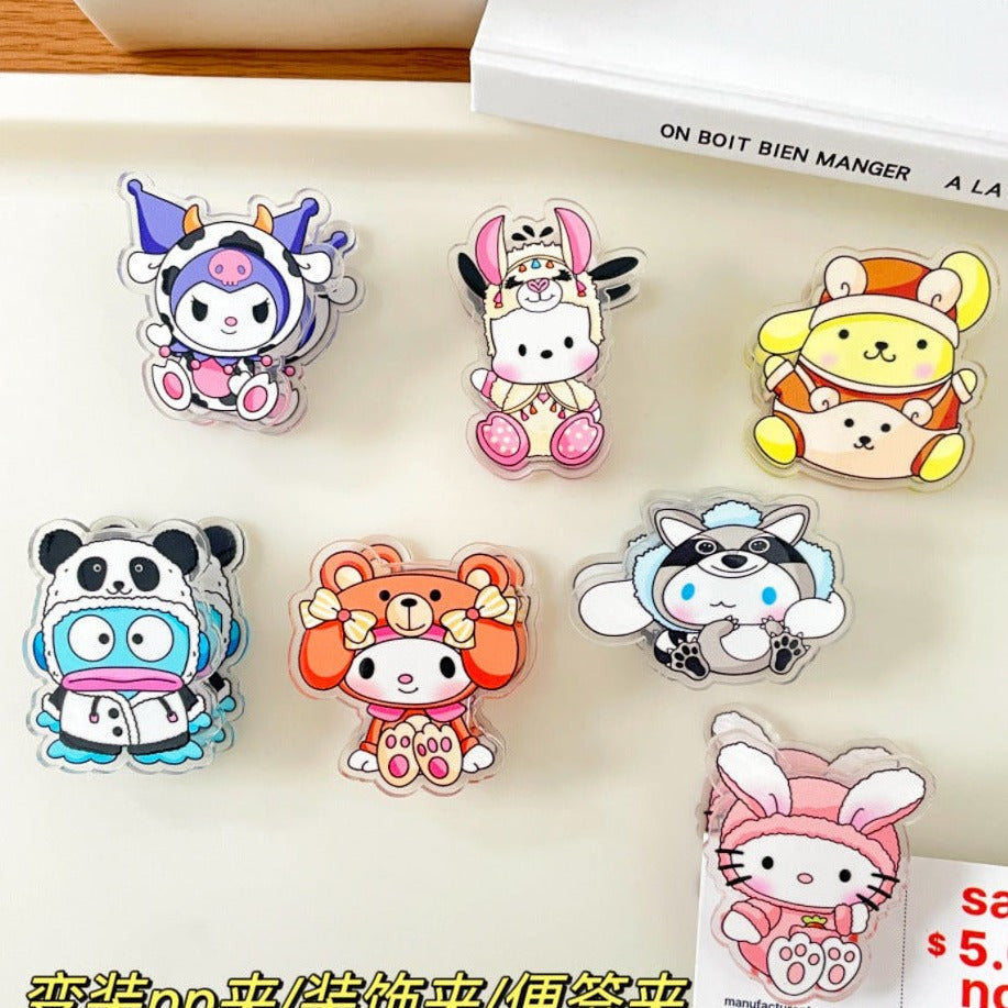 10PCS Sanrio PP Acrylic Clips