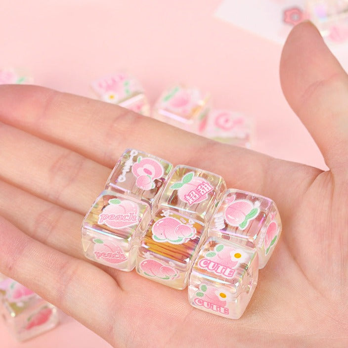 30 Pieces Cute Peach Square Beads