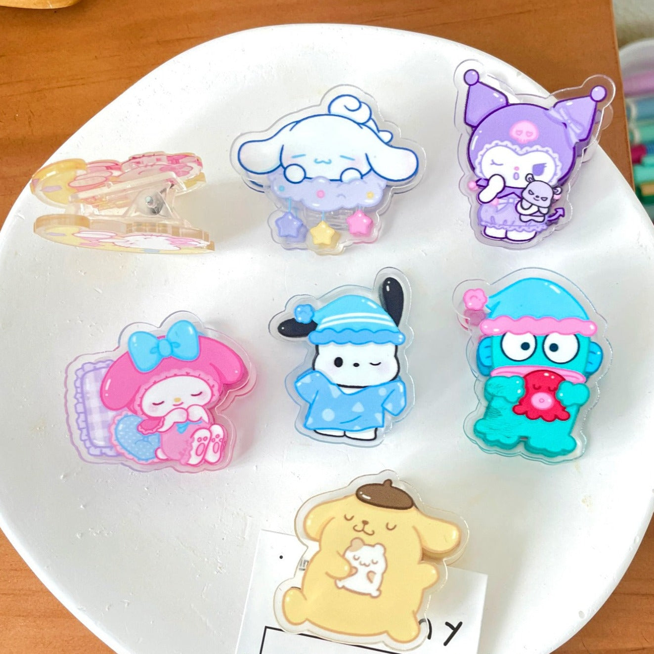 10PCS Sanrio PP Acrylic Clips