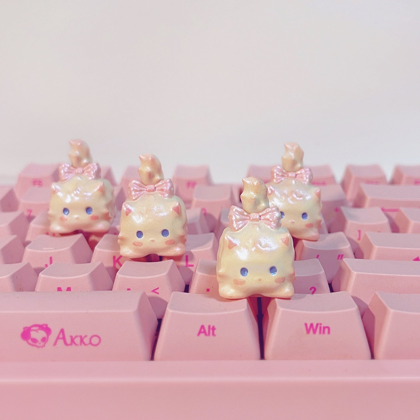 Original Design Handmade Pink Cat Keyboard Keycaps