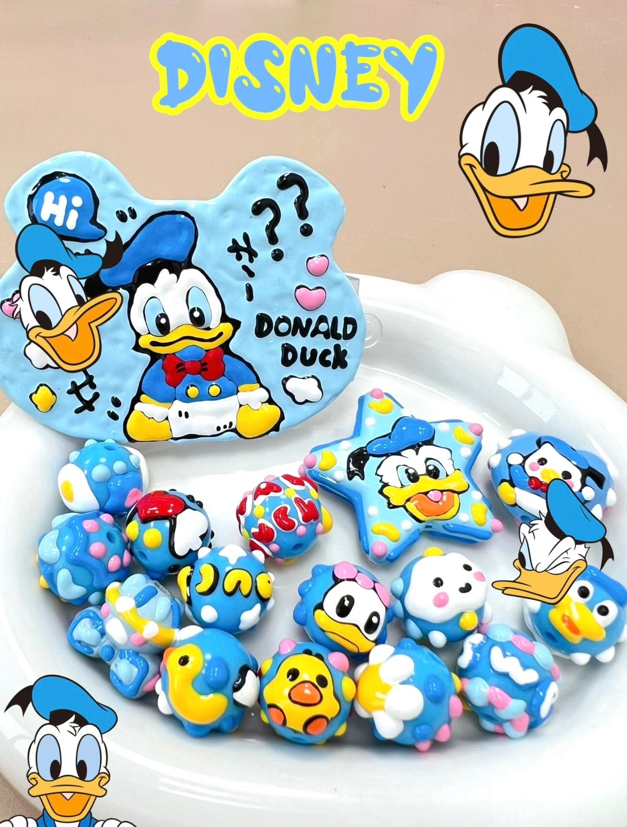 Customizable Donald Duck Hand Painted Beads