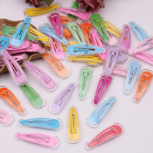 50 Pieces Colored Clear Snap Hair Clips （5cm）