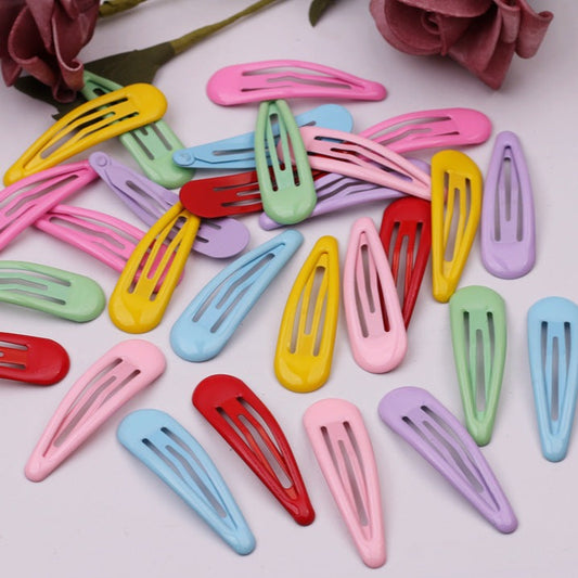 50 Pieces Colored Glossy Snap Hair Clips （5cm）