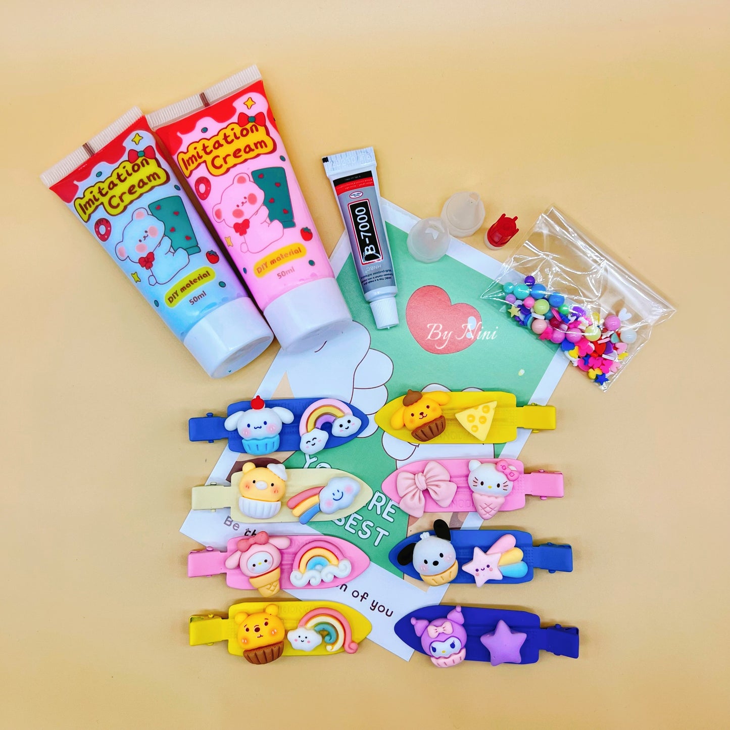 Handmade-Cream Glue Sanrio Hairclip Diy Kits
